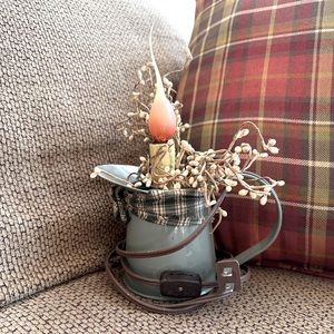 Sage Tin Can Maple Syrup Electric Candle Holder With Pip Berries